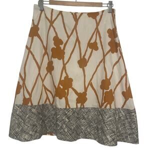Anthropologie Maeve A-Line Skirt 4 Ochre Vines Printed Flare